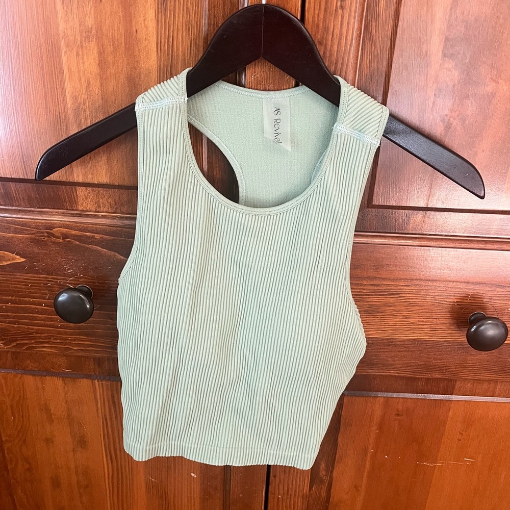 Altar'd State Light Green Ribbed Tank Top